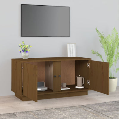 TV-taso hunajanruskea 80x35x40,5 cm täysi mänty