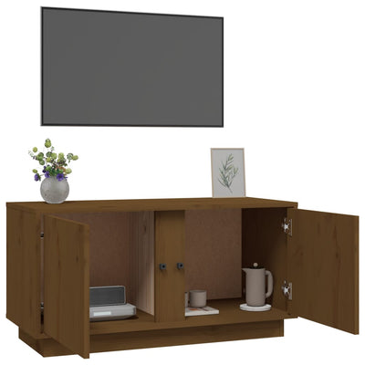 TV-taso hunajanruskea 80x35x40,5 cm täysi mänty