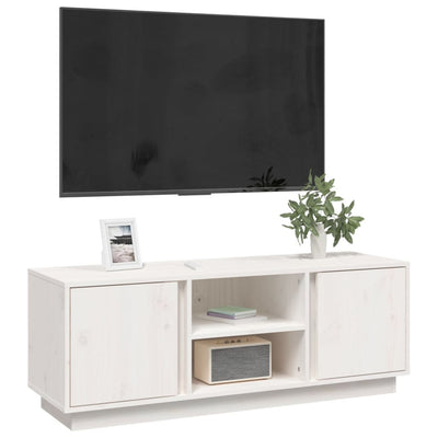 TV-taso valkoinen 110x35x40,5 cm täysi mänty
