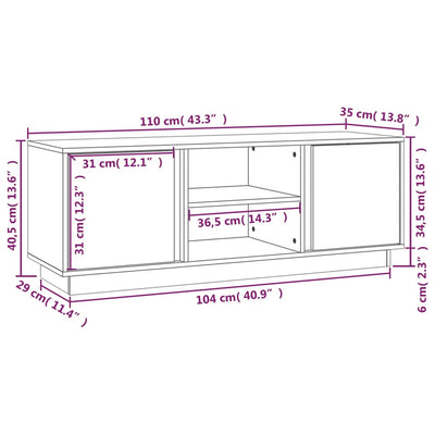 TV-taso musta 110x35x40,5 cm täysi mänty