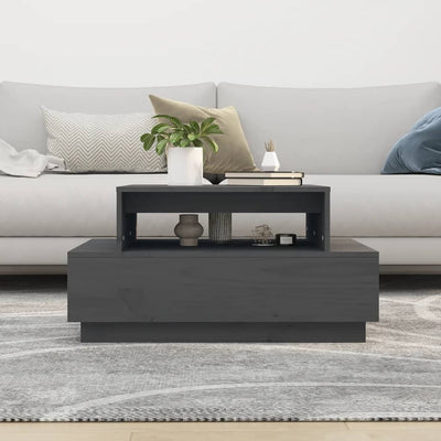 Sohvapöytä harmaa 80x55x40,5 cm täysi mänty