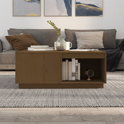 Sohvapöytä hunajanruskea 100x101x40,5 cm täysi mänty