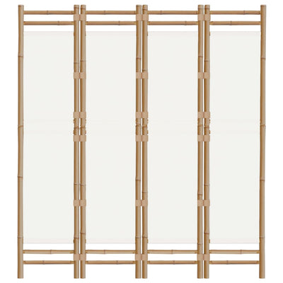 Kokoontaitettava tilanjakaja 4 paneelia 160 cm bambu ja kangas