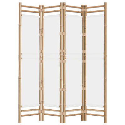 Kokoontaitettava tilanjakaja 4 paneelia 160 cm bambu ja kangas