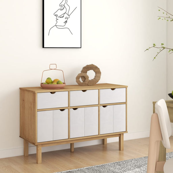 Senkki OTTA ruskea ja valkoinen 114x43x73,5 cm täysi mänty