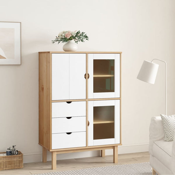 Ruskea ja valkoinen kaappi otta Ilina 85x43x125cm (mänty)