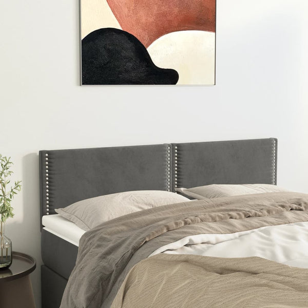 Päätylevyt 2 kpl tummanharmaa 72x5x78/88 cm sametti