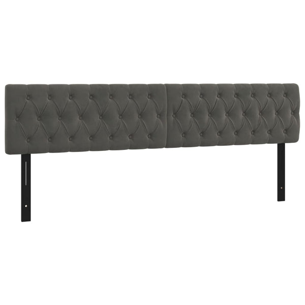 Päätylevyt 2 kpl tummanharmaa 90x7x78/88 cm sametti