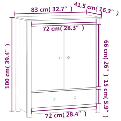 Kaappi hunajanruskea 83x41,5x100 cm täysi mänty