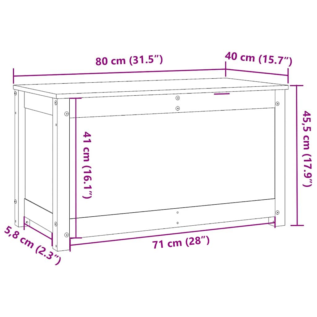 Valkoinen säilytyslaatikko Betianu 80x40x45,5cm (mänty)