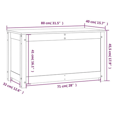 Säilytyslaatikko harmaa 80x40x45,5 cm täysi mänty