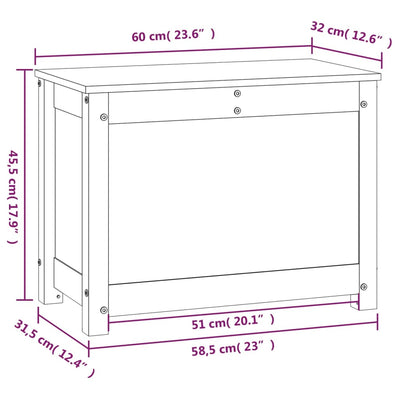 Säilytyslaatikko hunajanruskea 60x32x45,5 cm täysi mänty
