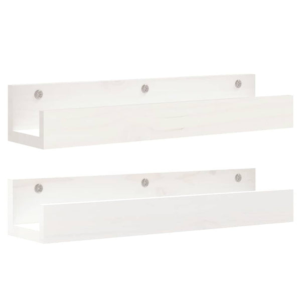 Seinähyllyt 2 kpl valkoinen 50x12x9 cm täysi mänty