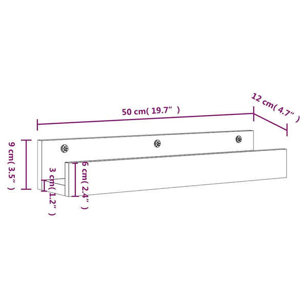 Seinähyllyt 2 kpl valkoinen 50x12x9 cm täysi mänty