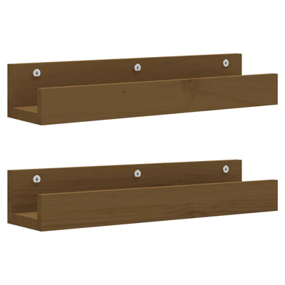 Seinähyllyt 2 kpl hunajanruskea 50x12x9 cm täysi mänty
