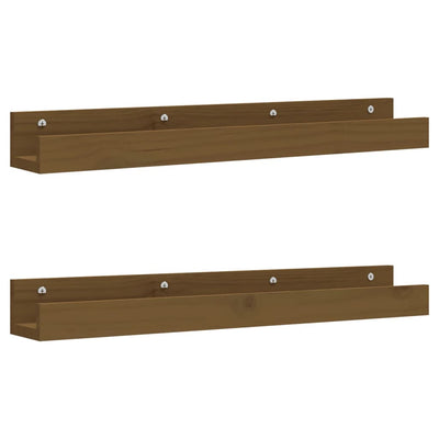 Seinähyllyt 2 kpl hunajanruskea 80x12x9 cm täysi mänty
