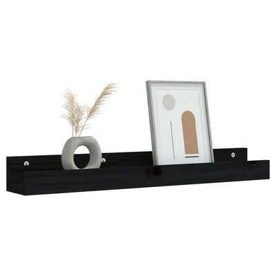 Seinähyllyt 2 kpl musta 80x12x9 cm täysi mänty