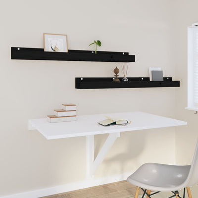 Seinähyllyt 2 kpl musta 110x12x9 cm täysi mänty