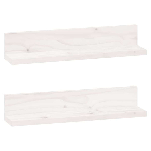 Seinähyllyt 2 kpl valkoinen 50x11x9 cm täysi mänty