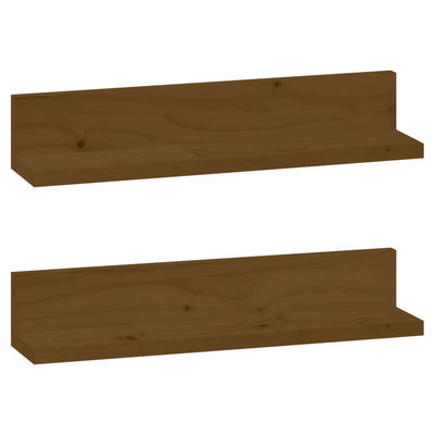 Seinähyllyt 2 kpl hunajanruskea 50x11x9 cm täysi mänty