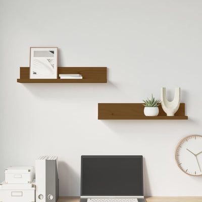Seinähyllyt 2 kpl hunajanruskea 50x11x9 cm täysi mänty