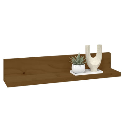 Seinähyllyt 2 kpl hunajanruskea 50x11x9 cm täysi mänty