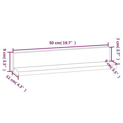 Seinähyllyt 2 kpl hunajanruskea 50x11x9 cm täysi mänty