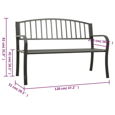 Puutarhapenkki harmaa 120 cm teräs