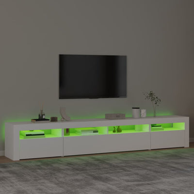 TV-taso LED-valoilla valkoinen 240x35x40 cm