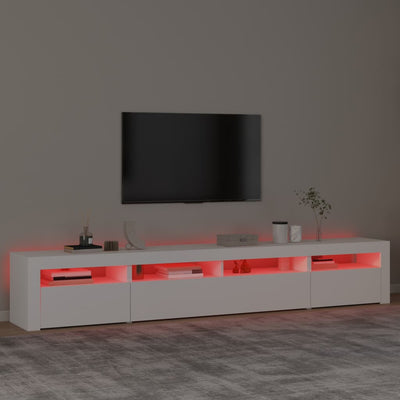 TV-taso LED-valoilla valkoinen 240x35x40 cm