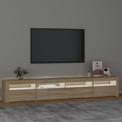 TV-taso LED-valoilla Sonoma-tammi 240x35x40 cm