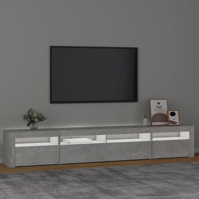 TV-taso LED-valoilla betoninharmaa 240x35x40 cm