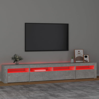 TV-taso LED-valoilla betoninharmaa 240x35x40 cm