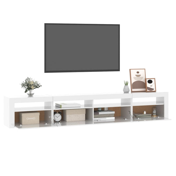 TV-taso LED-valoilla korkeakiilto valkoinen 240x35x40 cm