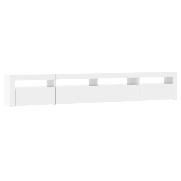 TV-taso LED-valoilla korkeakiilto valkoinen 240x35x40 cm