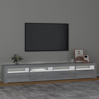 TV-taso LED-valoilla harmaa Sonoma 240x35x40 cm