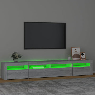 TV-taso LED-valoilla harmaa Sonoma 240x35x40 cm