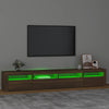 TV-taso LED-valoilla ruskea tammi 240x35x40 cm