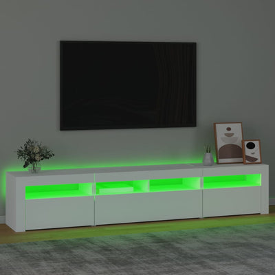 Valkoinen tv-taso led-valoilla Ranciu 210x35x40cm