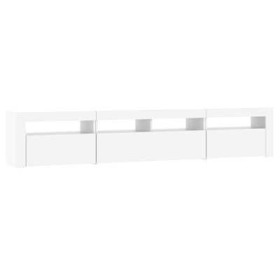 TV-taso LED-valoilla valkoinen 210x35x40 cm