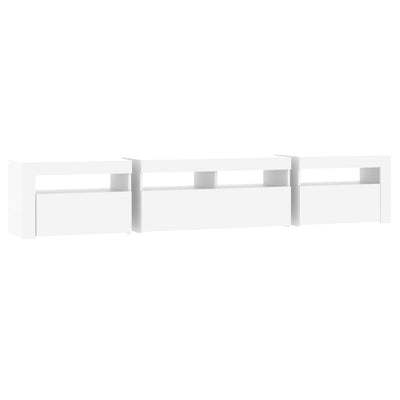 TV-taso LED-valoilla valkoinen 210x35x40 cm