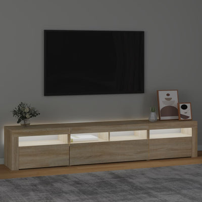 TV-taso LED-valoilla Sonoma-tammi 210x35x40 cm