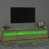 TV-taso LED-valoilla Sonoma-tammi 210x35x40 cm