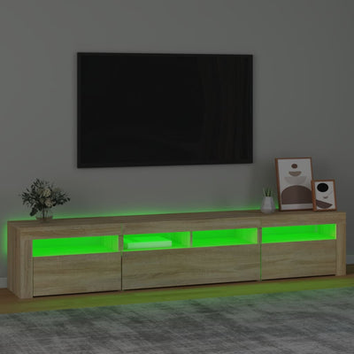 TV-taso LED-valoilla Sonoma-tammi 210x35x40 cm