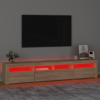 TV-taso LED-valoilla Sonoma-tammi 210x35x40 cm