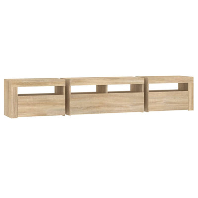 TV-taso LED-valoilla Sonoma-tammi 210x35x40 cm
