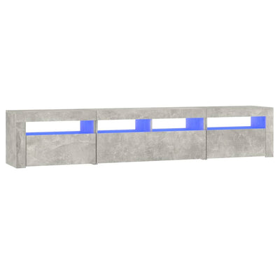 TV-taso LED-valoilla betoninharmaa 210x35x40 cm