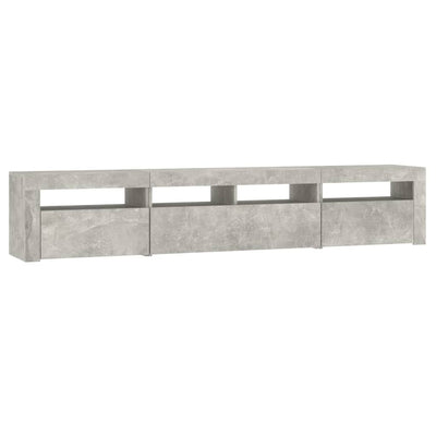 TV-taso LED-valoilla betoninharmaa 210x35x40 cm