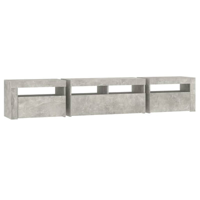 TV-taso LED-valoilla betoninharmaa 210x35x40 cm