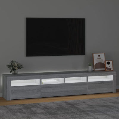TV-taso LED-valoilla harmaa Sonoma 210x35x40 cm